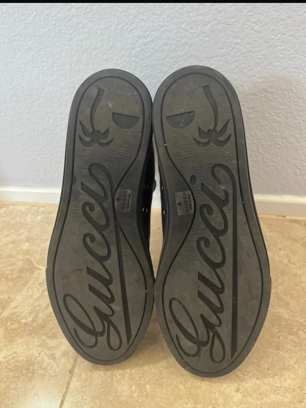 Gucci Men's Black High-Top Monogram Sneakers